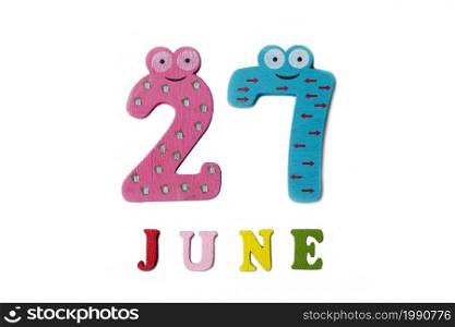 June 27. The picture June 27, on a white background. Summer day.. June 27. The picture June 27, on a white background.