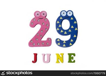 June 29. Image June 29, on a white background. Summer day.. June 29. Image June 29, on a white background.