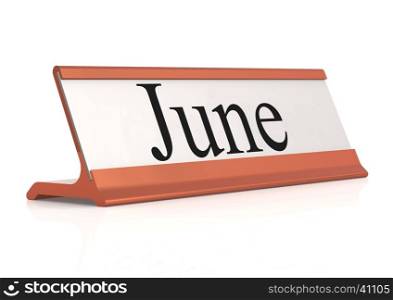 June word on table tag isolated, 3d rendering