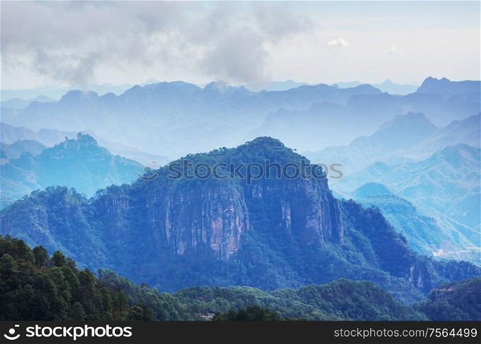 Jungle and mountains in the rainy season in Mexico