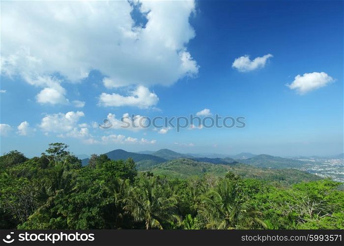 Jungle mountains in Thailand. Panoramic views of jungle mountains in Thailand