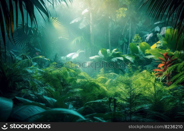 Jungle rain forest. Green wild nature. Generate Ai. Jungle rain forest. Generate Ai
