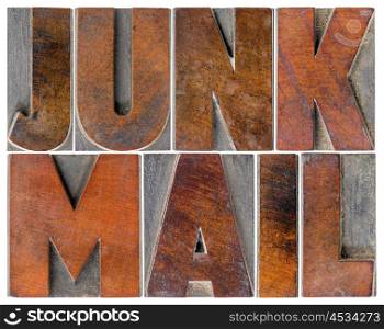 junk mail - isolated text in letterpress wood type blocks