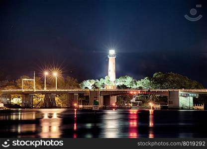 jupiter florida inlet lighthouse at night
