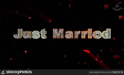 Just Married and rose heart exploding