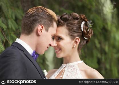 Just married couple kissing, closeup view&#xA;