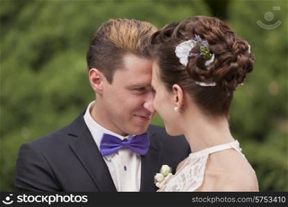 Just married couple kissing, closeup view&#xA;