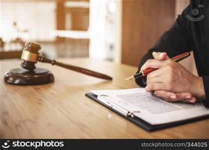Justice and Agreement concept, Business advisor or Lawyers consultant working with contract in law firm.