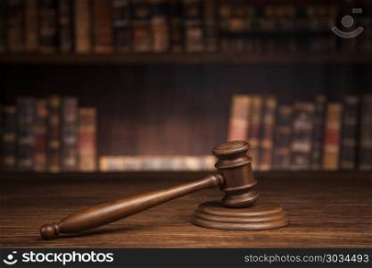 Justice and law concept. Male judge in a courtroom. Judge, male judge in a courtroom striking the gavel