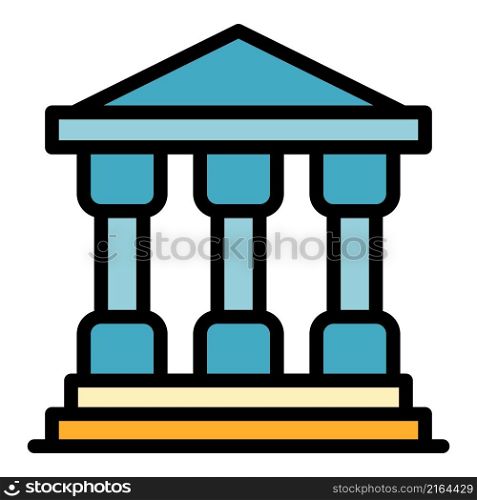 Justice building icon. Outline justice building vector icon color flat isolated. Justice building icon color outline vector