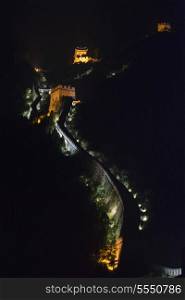 Juyongguan pass section of the Great Wall of China at night, Changping District, Beijing, China