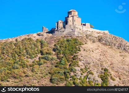 Jvari Monastery on mountain. It is a 6-th century Georgian Orthodox monastery near Mtskheta, Georgia.