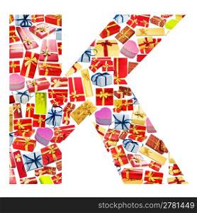 K Letter - Alphabet made of giftboxes