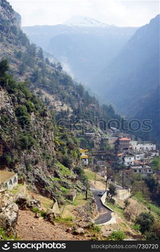 Kadisha valley and village in Lebanon