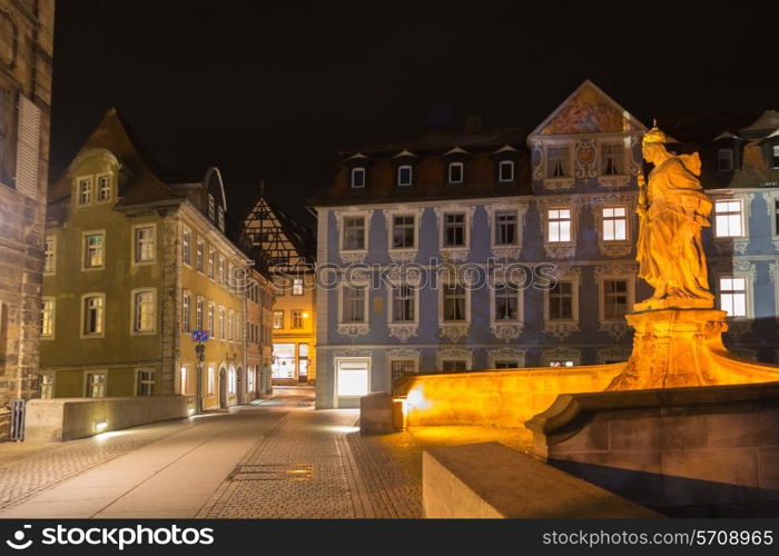 Kaiserin Kunigunde statue at night in Bamberg, Germany&#xA;