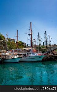 Kaleici Marina, Antalya. Pleasure Boats In The Harbor Of Antalya