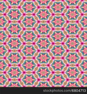 Kaleidoscope seamless abstract background in red and purple colors.