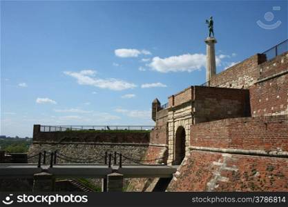 Kalemegdan fortress with the Winner statue, in Belgrade,Serbia