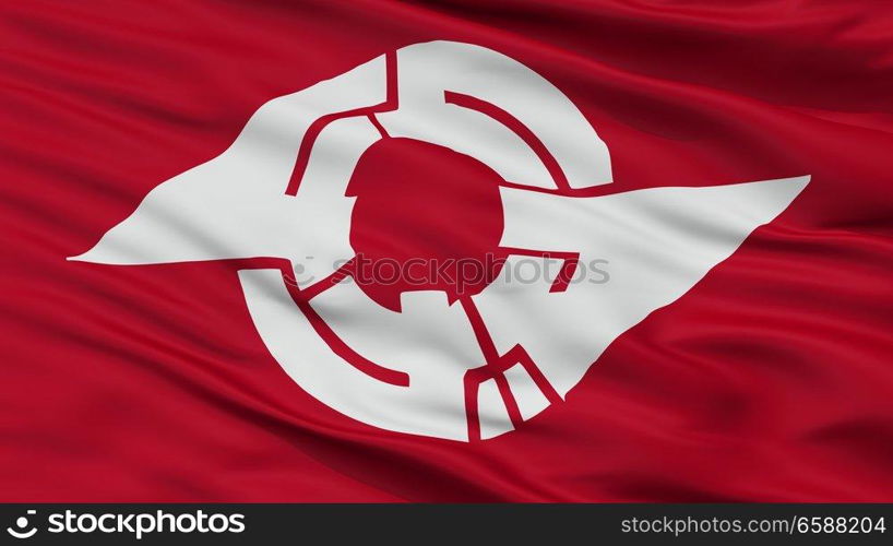 Kamagaya City Flag, Country Japan, Chiba Prefecture, Closeup View. Kamagaya City Flag, Japan, Chiba Prefecture, Closeup View