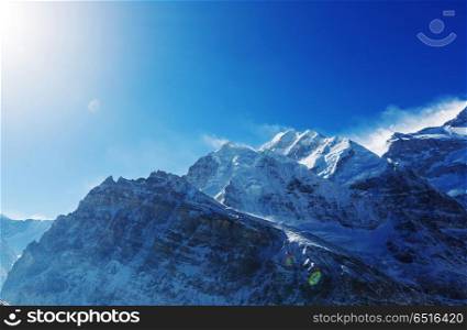 Kanchenjunga region. Scenic view of mountains, Kanchenjunga Region, Himalayas, Nepal.