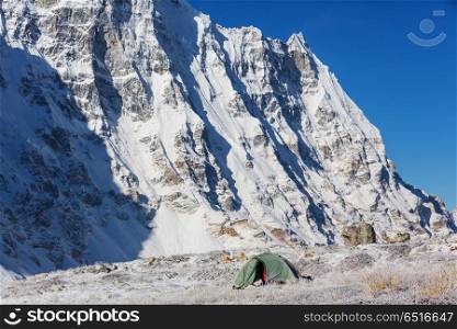 Kanchenjunga region. Scenic view of mountains, Kanchenjunga Region, Himalayas, Nepal.