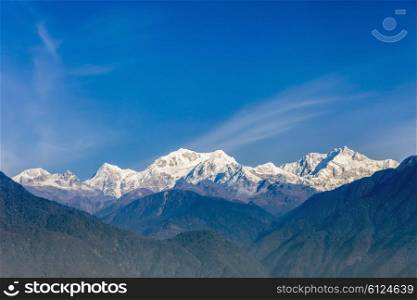 Kangchenjunga view from the Pelling viewpoint in West Sikkim, India