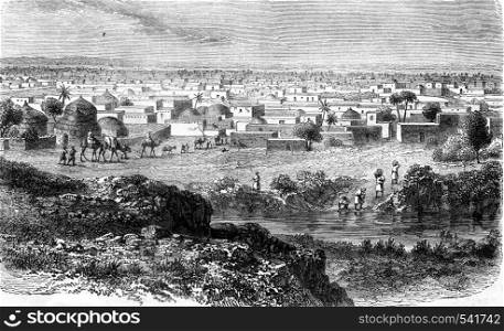 Kano, city of the country of Hausa, vintage engraved illustration. Magasin Pittoresque 1858.