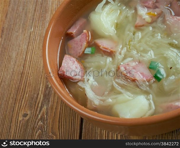 Kapusniak - Cabbage soup is a filling vegetable soup of sauerkraut cabbage. common in Polish, Slovak and Ukrainian cuisines