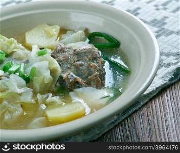 kapustnyak galickij - Ukrainian winter soup with cabbage and pork ribs