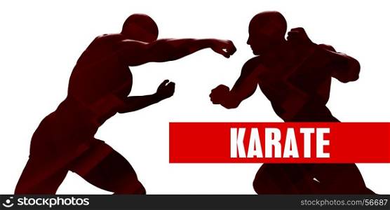 Karate Class with Silhouette of Two Men Fighting. Karate