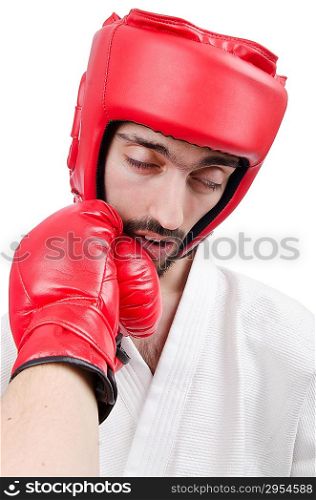 Karate fighter isolated on the white