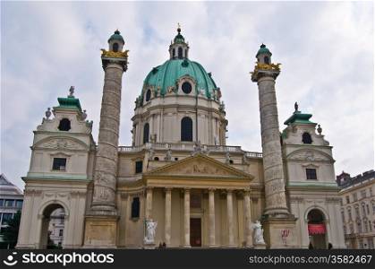Karlskirche. view of the old Karlskirche in Vienna