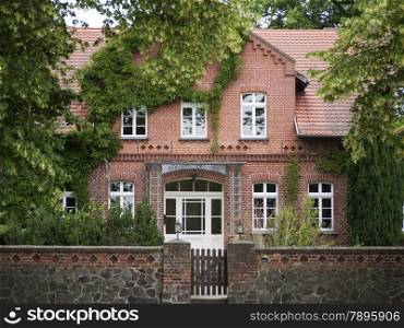 Karwe, Ostprignitz-Ruppin, Brandenburg, Germany. The small village Karwe located at Lake Ruppin belongs since 1993 to Neuruppin.- Manse