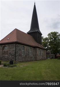 Karwe, Ostprignitz-Ruppin, Brandenburg, Germany. The small village Karwe located at Lake Ruppin belongs since 1993 to Neuruppin.- Church