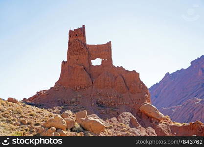 Kasbah in Morocco near Atlas mountains