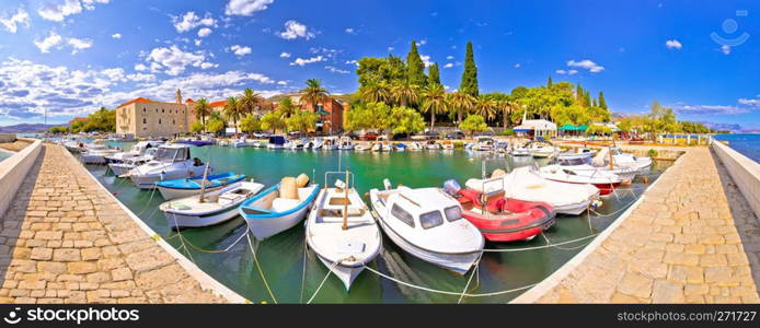 Kastel Luksic harbor and landmarks summer panoramic view, Split region of Dalmatia, Croatia