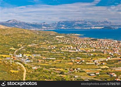 Kastela bay and Biokovo mountain view, Dalmatia, Croatia