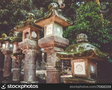Kasuga-Taisha Shrine lanterns rows, Nara park, Japan. Kasuga-Taisha Shrine lanterns, Nara, Japan
