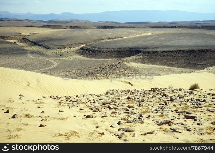 Kasui dune and mountain in Negev desert, Israel