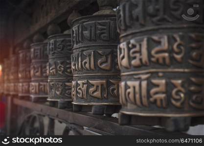 Kathmandu in Buddhist temples are prayer drums. Buddhist temples are prayer drums