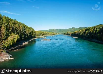 Katun river, in the Altai mountains, Siberia, Russia. Katun river, in the autumn Altai mountains