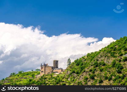 Katz Castle at Rhine Valley (Rhine Gorge) near St. Goarshausen, Germany. Built in 1371 and rebuilt in 1896.