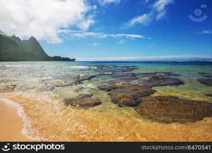 Kauai. Beautiful scene in Tunnels Beach on the Island of Kauai, Hawaii, USA