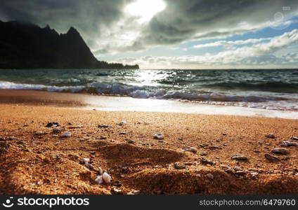 Kauai. Beautiful scene in Tunnels Beach on the Island of Kauai, Hawaii, USA