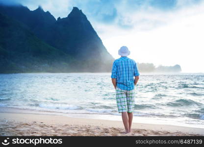 Kauai. Beautiful scene in Tunnels Beach on the Island of Kauai, Hawaii, USA