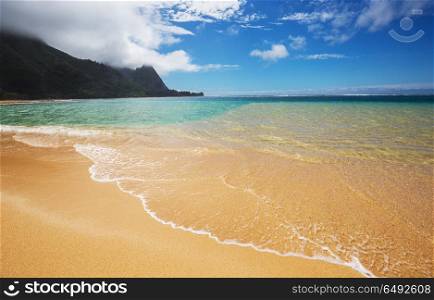 Kauai. Beautiful scene in Tunnels Beach on the Island of Kauai, Hawaii, USA