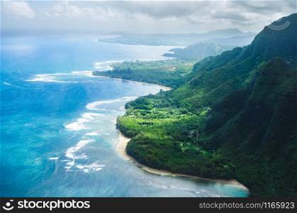 Kauai is Hawaii&rsquo;s fourth largest island and is sometimes called the Garden Island, which is an entirely accurate description. Aerial view of the abrupt and green Napali Coast in Kauai, US