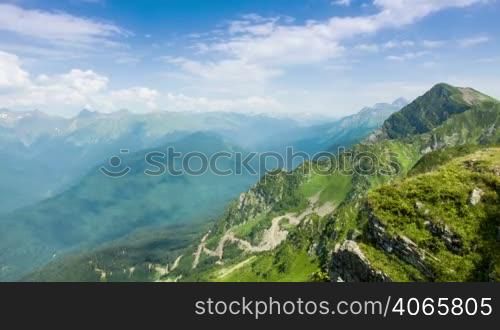 Kaukaz mountains blue sky and clouds tilme lapse