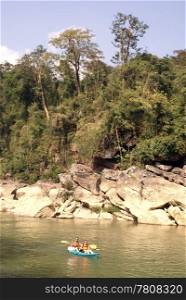 Kayak on the river in Laos