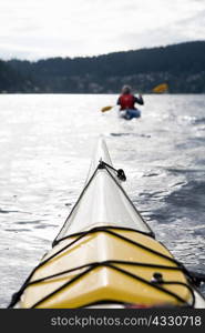 Kayaking in fjord